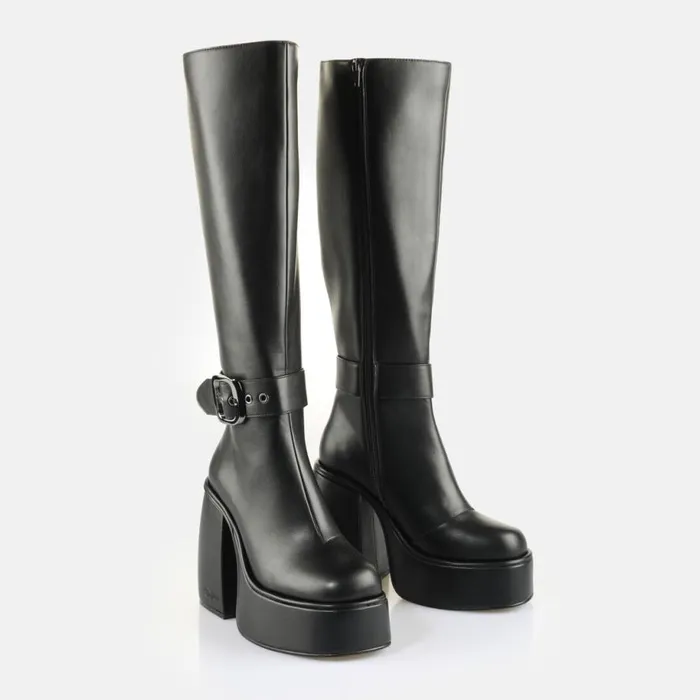 Shop Boots and AnkleBoots BUFFALO Heart Boot Hi Buckle Black