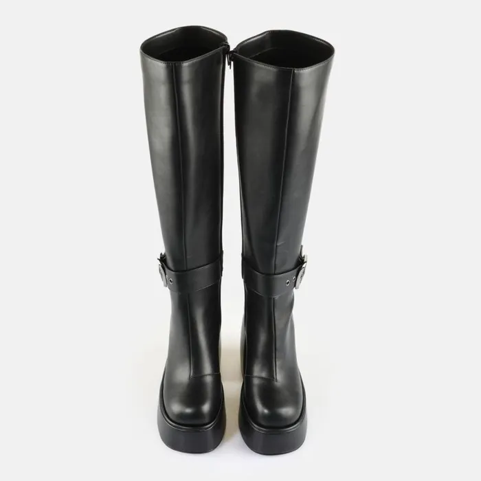 Shop Boots and AnkleBoots BUFFALO Heart Boot Hi Buckle Black