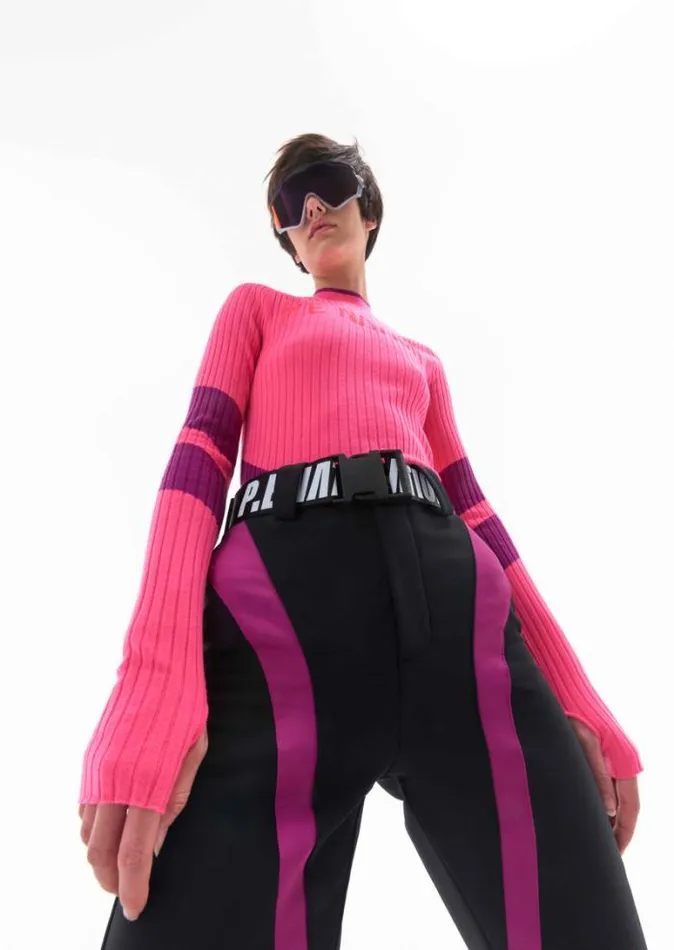 Shop CHAMONIX LS KNIT TOP IN BRIGHT PINK PE Nation Long Sleeve Tops