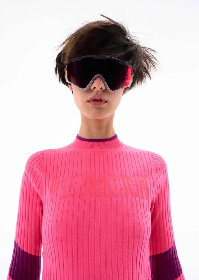 Shop CHAMONIX LS KNIT TOP IN BRIGHT PINK PE Nation Long Sleeve Tops