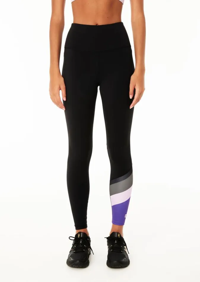 Shop POLE POSITION 78 LEGGING IN BLACK ROYAL LILAC PE Nation Leggings