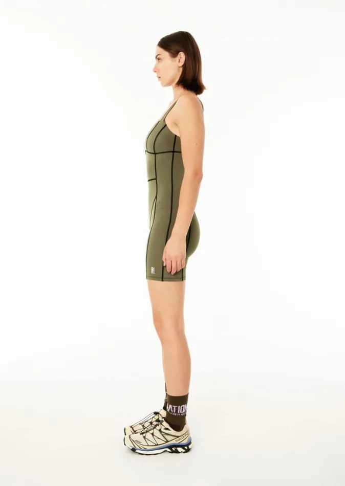 Shop RECALIBRATE ONE PIECE IN KHAKI PE Nation Dresses and Bodysuits