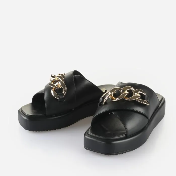 Shop Sandals and Slides BUFFALO Mia Cross Chain Black