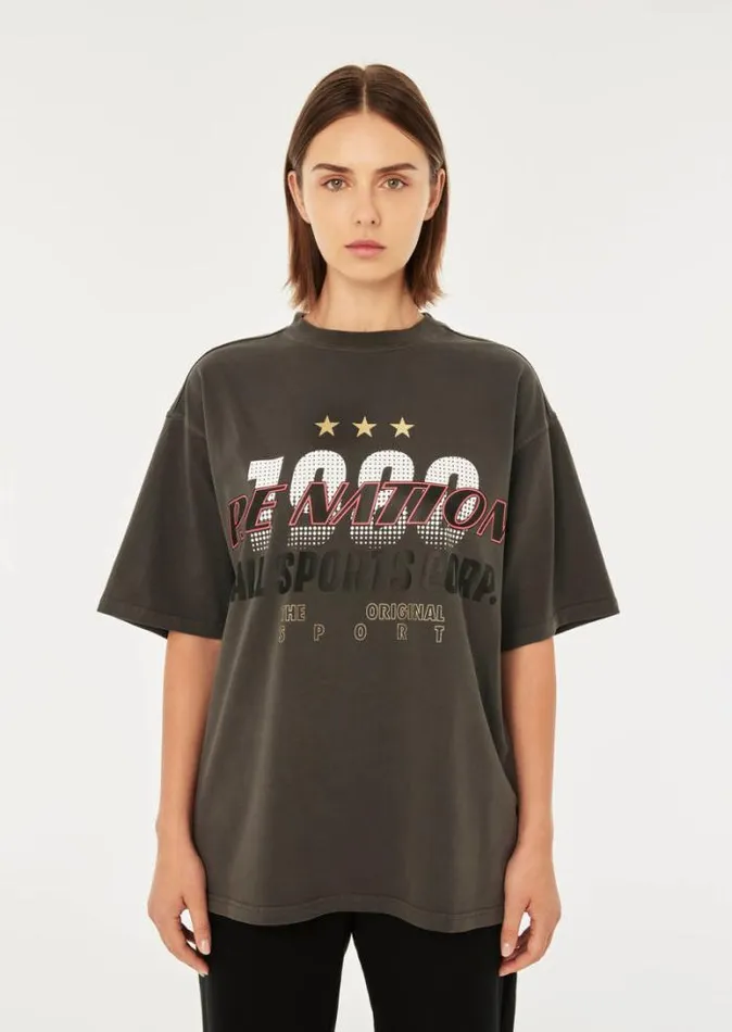 Shop TOURING SS OVERSIZED TEE IN DARK SHADOW PE Nation Shorts