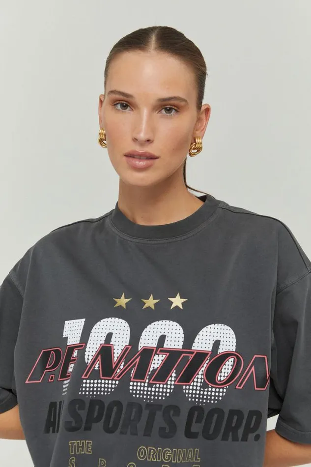 Shop TOURING SS OVERSIZED TEE IN DARK SHADOW PE Nation Shorts