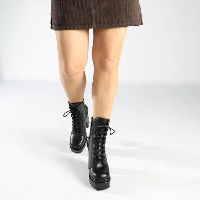 Shop Vegan Shoes BUFFALO May W Lace Up Boot Black