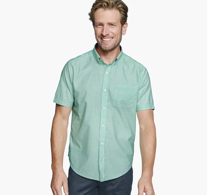 ShortSleeve Shirts Printed ShortSleeve Shirt MintNavy Bar Johnston and Murphy Men