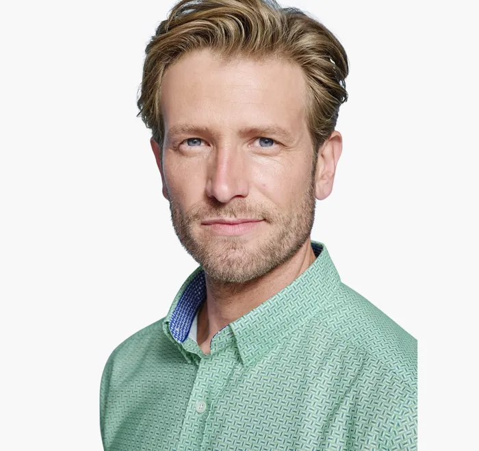 ShortSleeve Shirts Printed ShortSleeve Shirt MintNavy Bar Johnston and Murphy Men