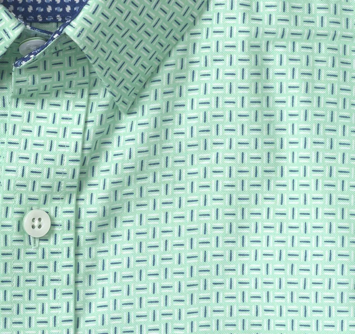 ShortSleeve Shirts Printed ShortSleeve Shirt MintNavy Bar Johnston and Murphy Men