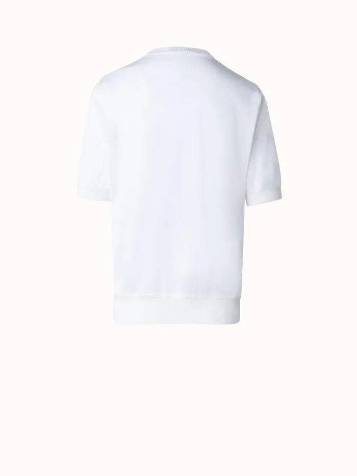 Short Sleeves Sweater In Silk Lizzi039s Lines Ecrublack Women Akris Knitwear