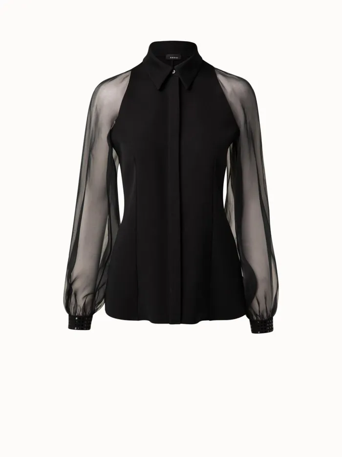 Silk Blouse Black Women Akris Blouses