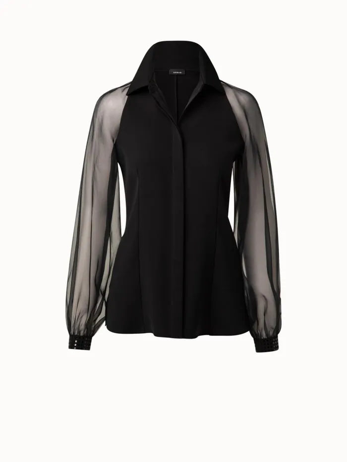 Silk Blouse Black Women Akris Blouses