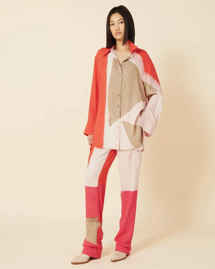 Silk Cargo Pants With Spectra Print Poppymulticolor Women Akris Pants
