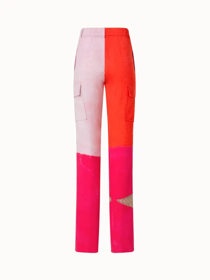 Silk Cargo Pants With Spectra Print Poppymulticolor Women Akris Pants