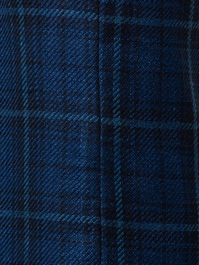 Silk Cotton Check Pants With Slight Bootcut Navy Women Akris Pants