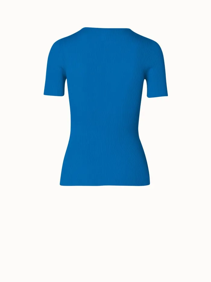Silk Cotton Rib Short Sleeve Pullover Alpsee Women Akris Knitwear