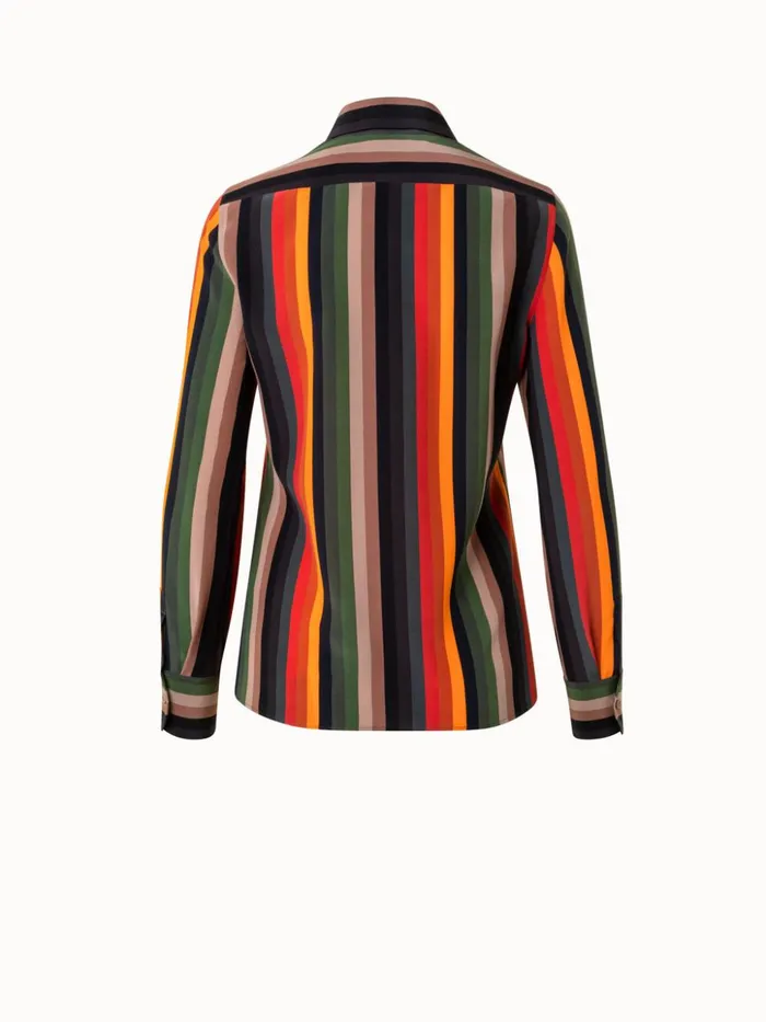 Silk Crpe Blouse With Dgrad Stripes Rustic Redmulticolor Women Akris Blouses