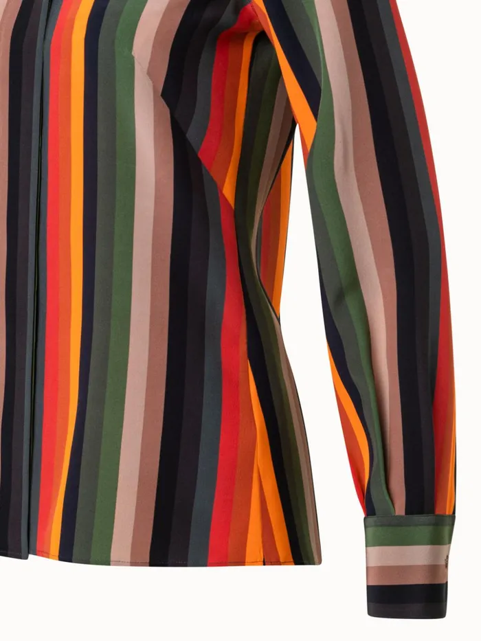 Silk Crpe Blouse With Dgrad Stripes Rustic Redmulticolor Women Akris Blouses