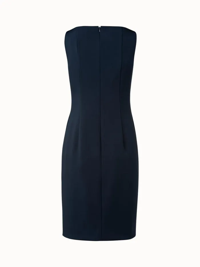 Silk Crpe Stretch Sheath Dress Navy Women Akris Dresses