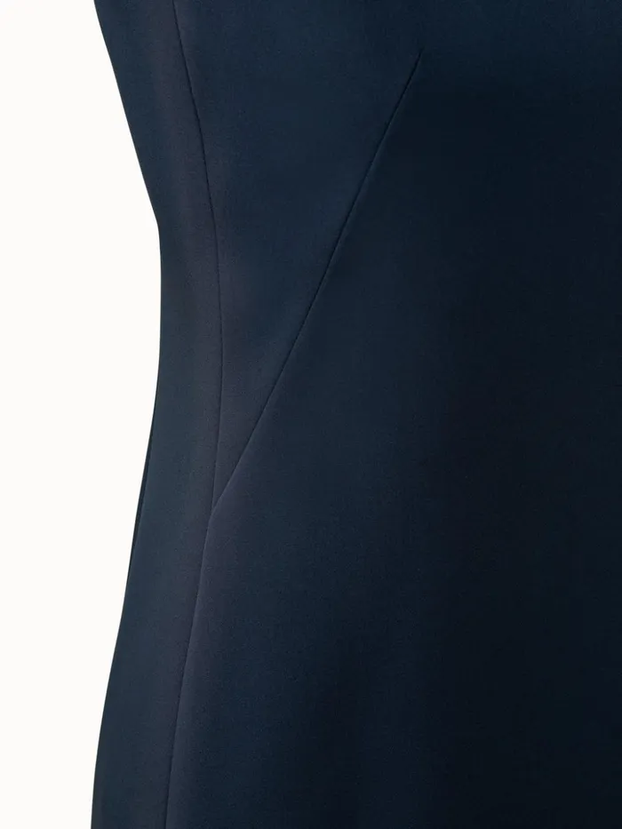 Silk Crpe Stretch Sheath Dress Navy Women Akris Dresses