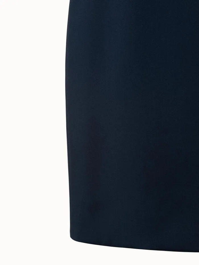 Silk Crpe Stretch Sheath Dress Navy Women Akris Dresses