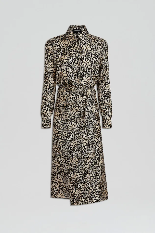 SILK FLORAL WRAP DRESS NAVY Dresses Scanlan Theodore Women