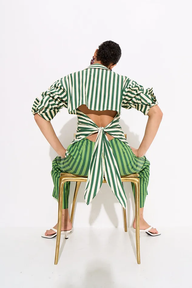 Simon Miller Bottoms Pia Striped Poplin Pant In Gummy GreenMoss Cotton 8211 Women Simon Miller Bottoms Pia Striped Poplin Pant In Gummy GreenMoss Cotton 8211 Women