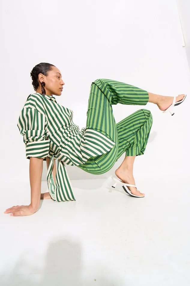 Simon Miller Bottoms Pia Striped Poplin Pant In Gummy GreenMoss Cotton 8211 Women Simon Miller Bottoms Pia Striped Poplin Pant In Gummy GreenMoss Cotton 8211 Women