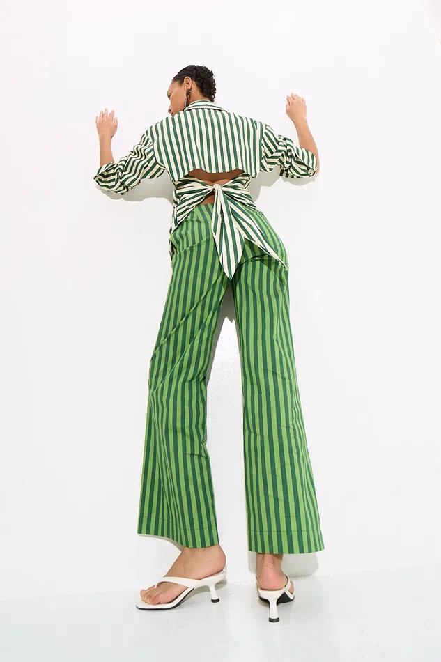 Simon Miller Bottoms Pia Striped Poplin Pant In Gummy GreenMoss Cotton 8211 Women Simon Miller Bottoms Pia Striped Poplin Pant In Gummy GreenMoss Cotton 8211 Women