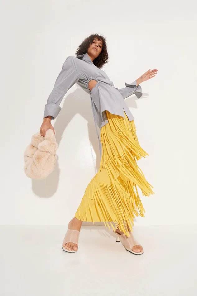 Simon Miller Bottoms Za Za Knit Fringe Skirt In Butter 8211 Women Simon Miller Bottoms Za Za Knit Fringe Skirt In Butter 8211 Women