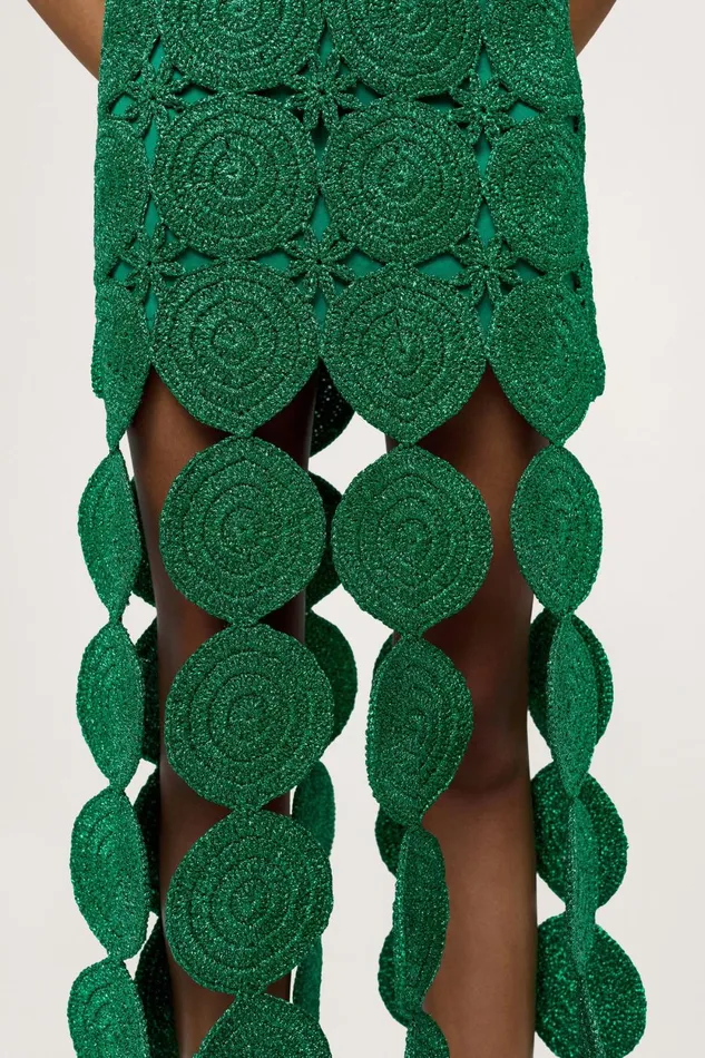 Simon Miller Dresses Beep Beep Dress In Gummy Green Hand Knit Lurex Crochet 8211 Women