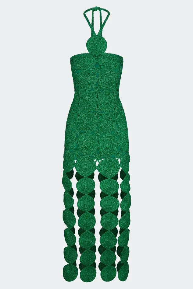 Simon Miller Dresses Beep Beep Dress In Gummy Green Hand Knit Lurex Crochet 8211 Women