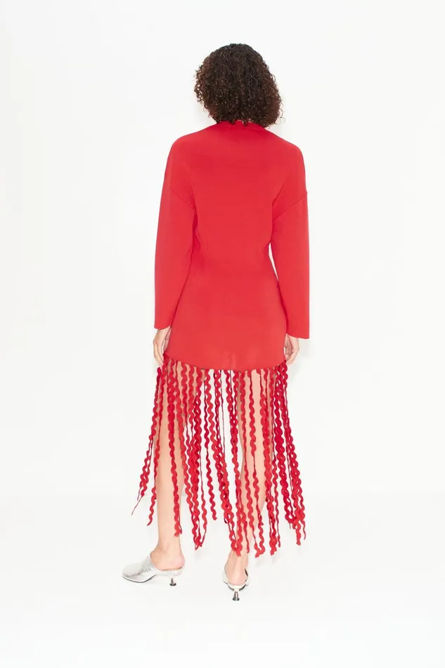 Simon Miller Knitwear Wallis Knit Fringe Dress In Cherry Red 8211 Women