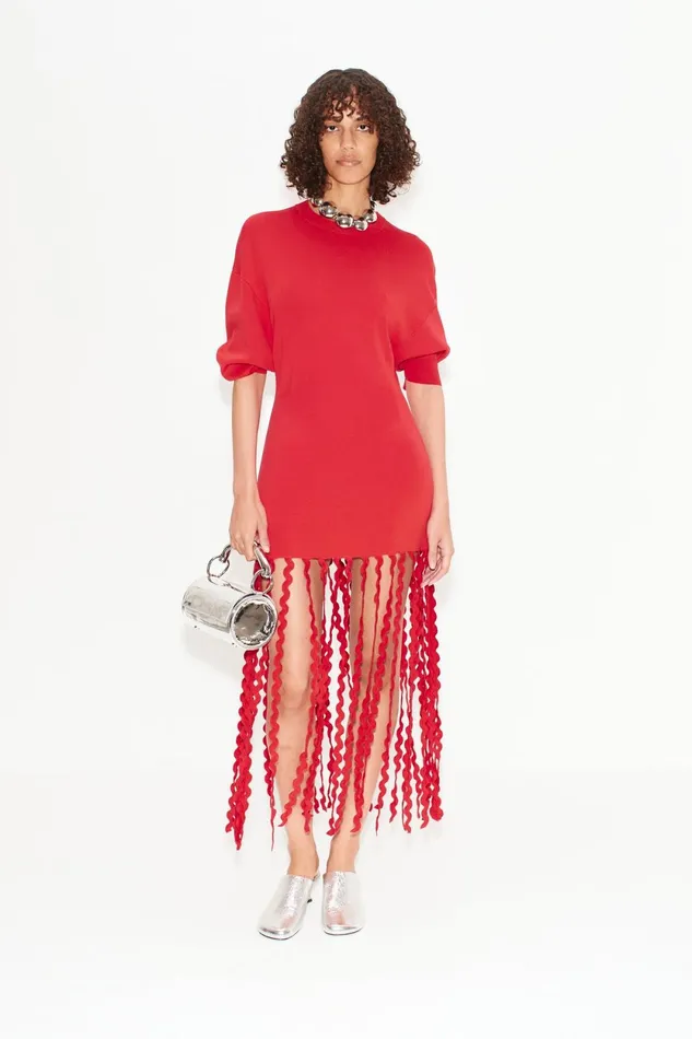 Simon Miller Knitwear Wallis Knit Fringe Dress In Cherry Red 8211 Women