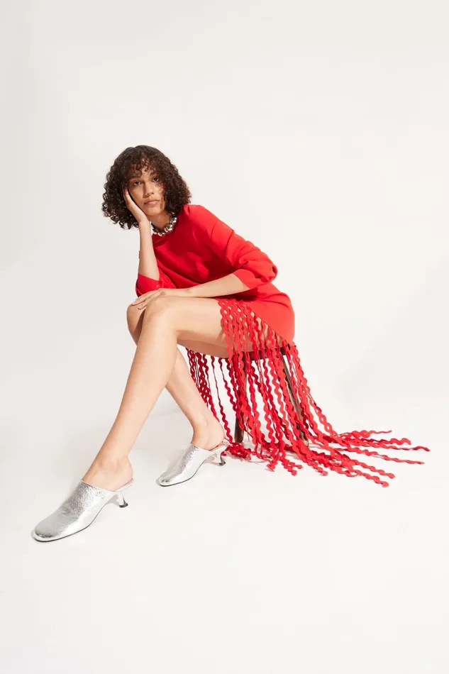 Simon Miller Knitwear Wallis Knit Fringe Dress In Cherry Red 8211 Women