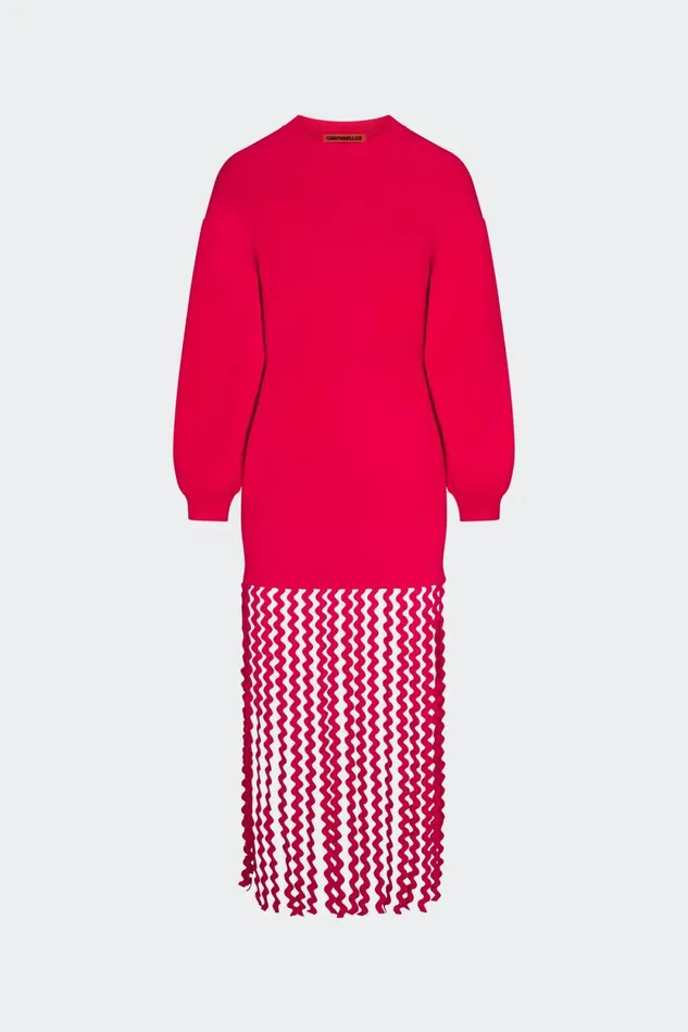 Simon Miller Knitwear Wallis Knit Fringe Dress In Cherry Red 8211 Women