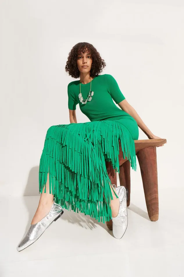 Simon Miller Knitwear Za Za Fringe Dress In Jade 8211 Women