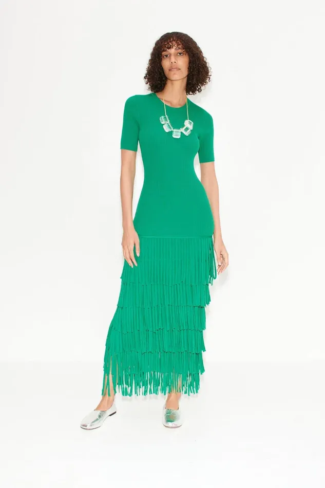 Simon Miller Knitwear Za Za Fringe Dress In Jade 8211 Women