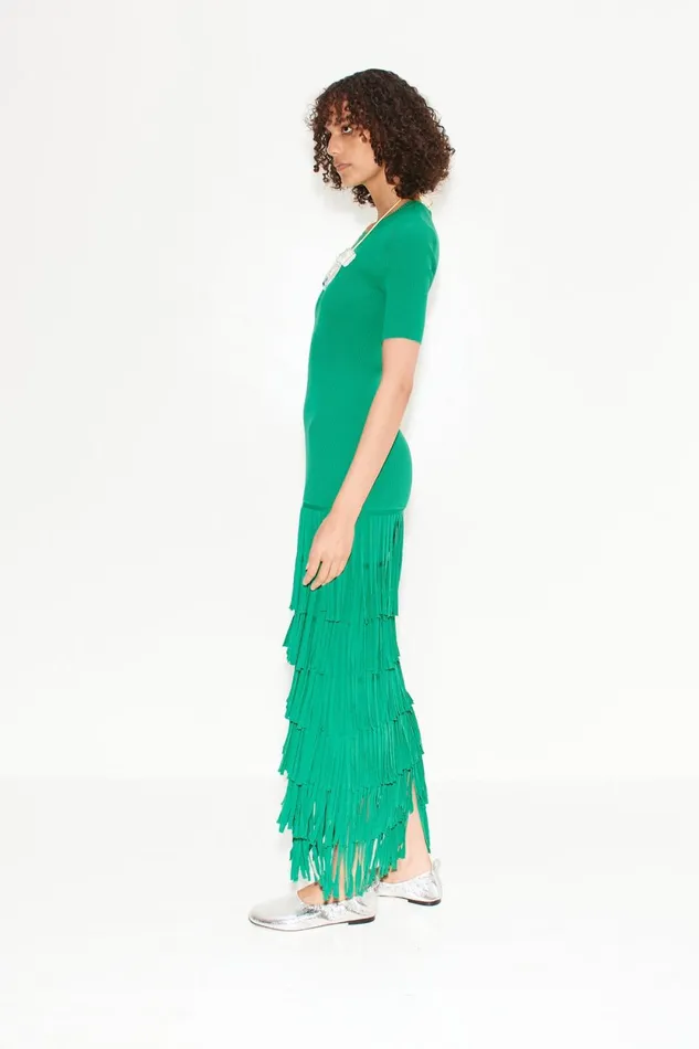 Simon Miller Knitwear Za Za Fringe Dress In Jade 8211 Women