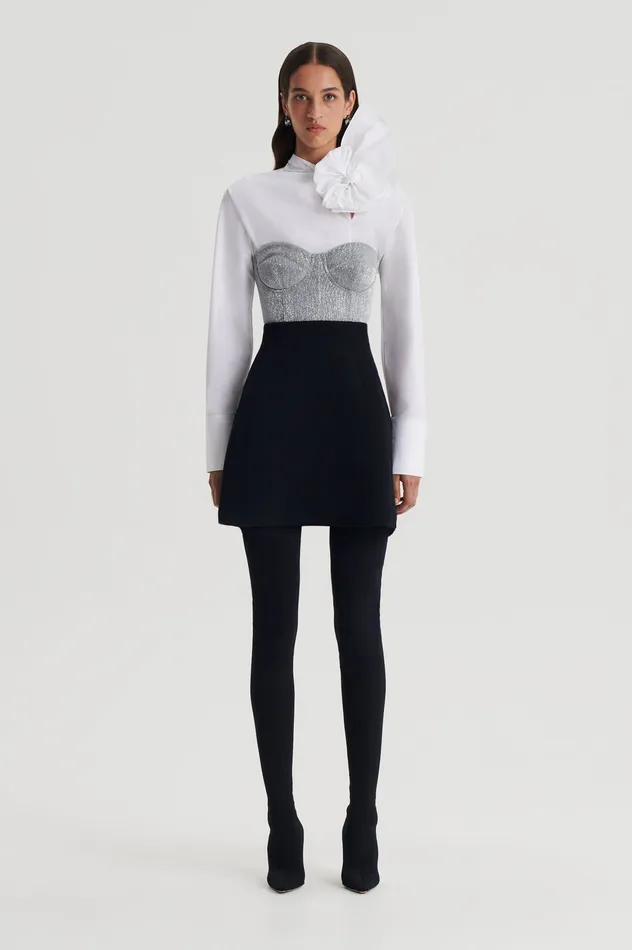 Skirts CREPE KNIT PEPLUM SKIRT BLACK Scanlan Theodore Women Skirts CREPE KNIT PEPLUM SKIRT BLACK Scanlan Theodore Women