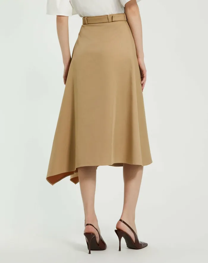 Skirts Mac Duggal Women Twill Midi Skirt With Buttons Taupe