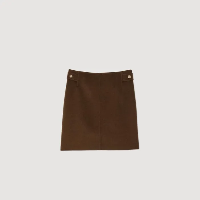 Skirts Women SANDRO Doublefaced Short Wool Skirt Olive Green