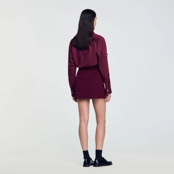 Skirts Women SANDRO Short Skirt With Press Studs Burgundy