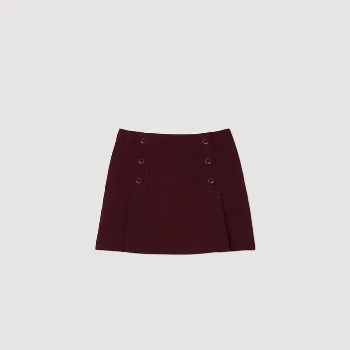 Skirts Women SANDRO Short Skirt With Press Studs Burgundy