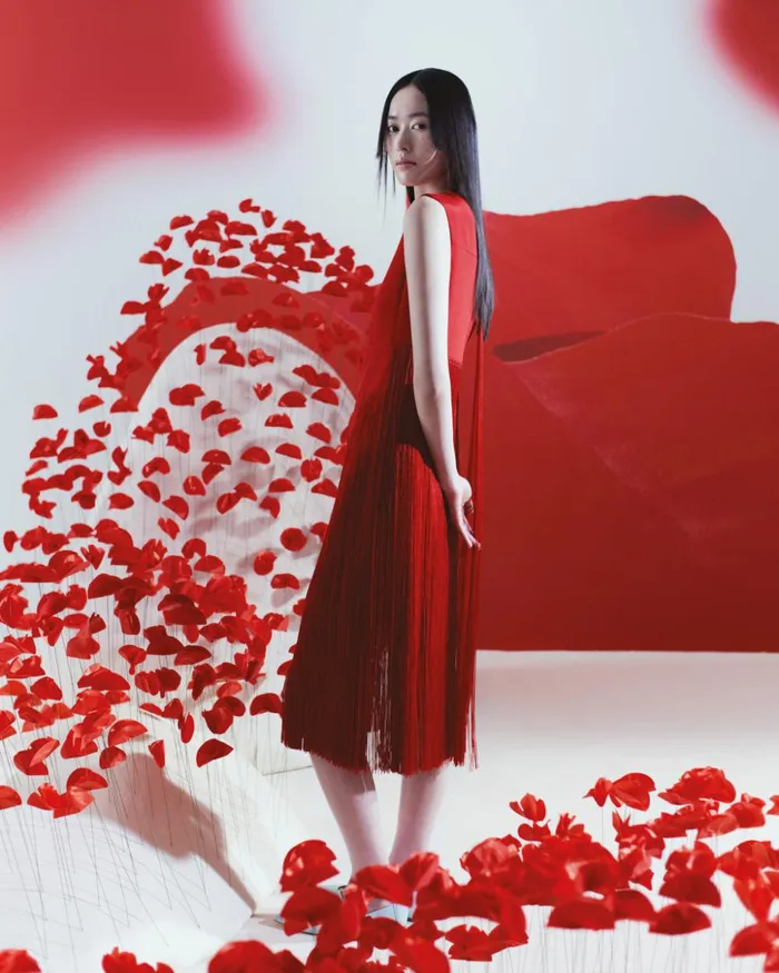Sleeveless Silk Dress With Fringes Poppy Women Akris Dresses