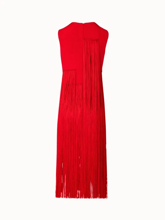 Sleeveless Silk Dress With Fringes Poppy Women Akris Dresses