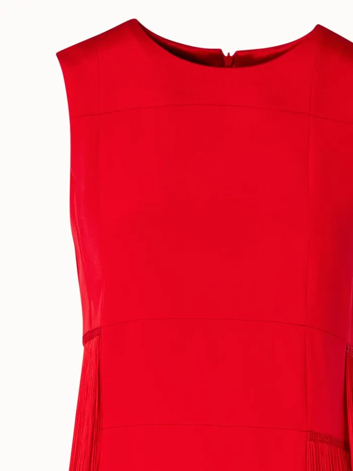 Sleeveless Silk Dress With Fringes Poppy Women Akris Dresses