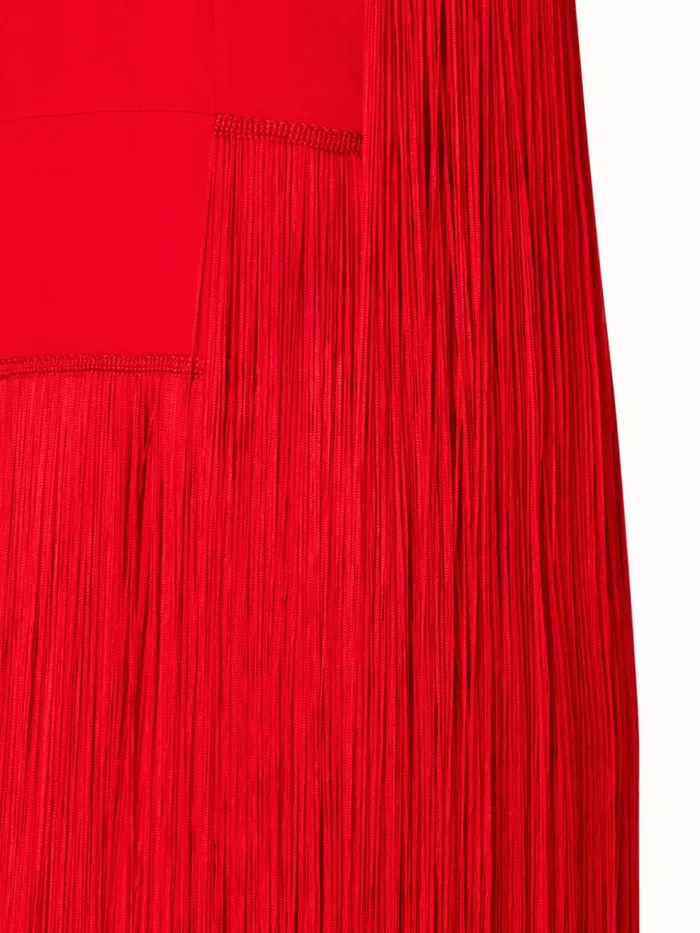 Sleeveless Silk Dress With Fringes Poppy Women Akris Dresses