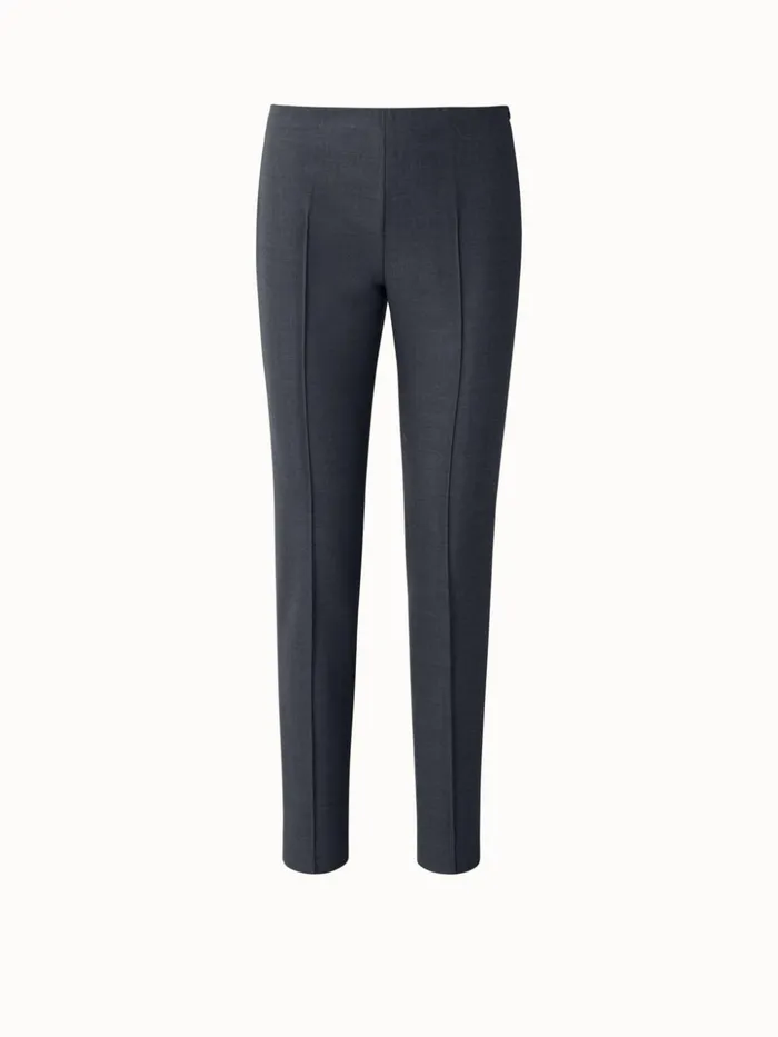 Slim Wool Stretch Flannel Pants Graphite Women Akris Pants
