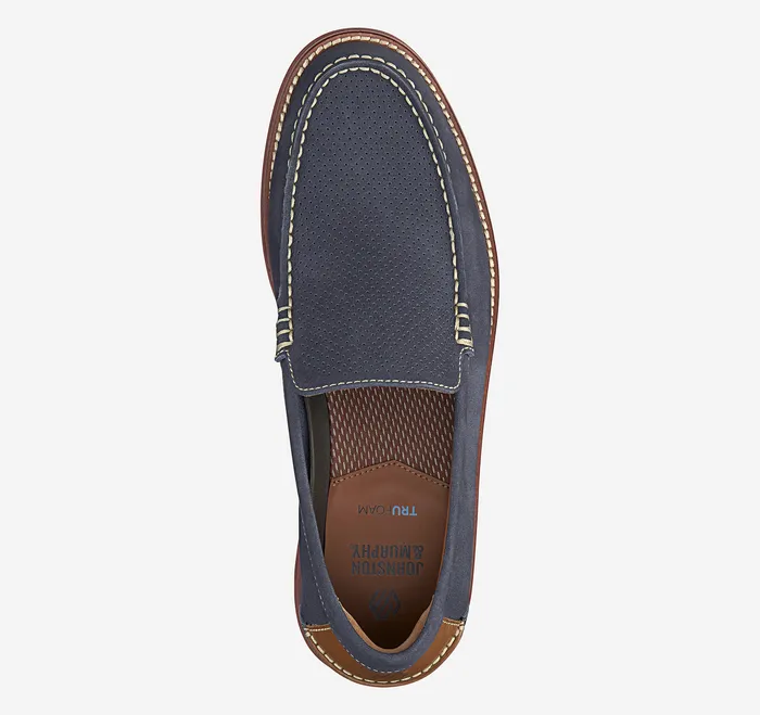 SlipOns and Loafers Johnston and Murphy Men Upton Perfed Venetian Loafer Navy Nubuck